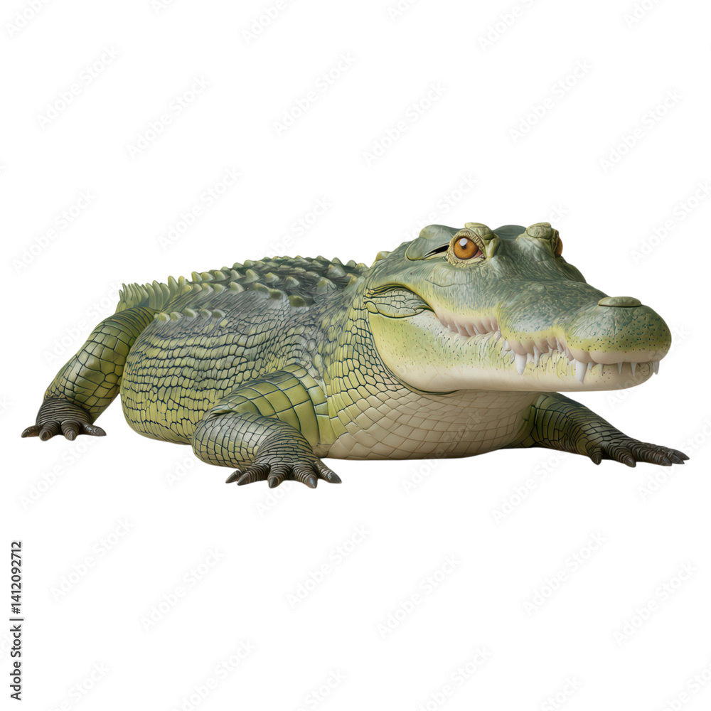 Naklejka premium Realistic Crocodile Character with Detailed Skin Texture, isolated on transparent background.