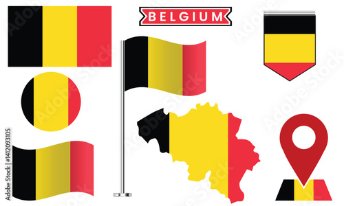 Free Download Belgium Flag Icon Set, Vector Map, Badge, Pin & Waving Flag Collection - GFXLoad