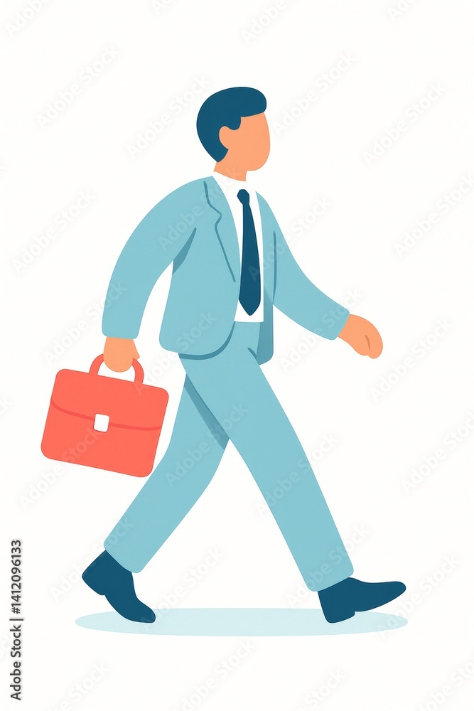 Professional man walking with briefcase in minimalist design Professional man walking with briefcase in minimalist design