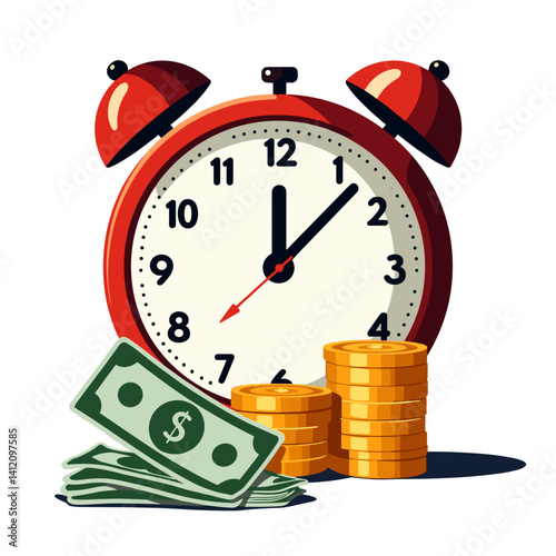 Alarm clock symbolizes money and time management, financial clarity