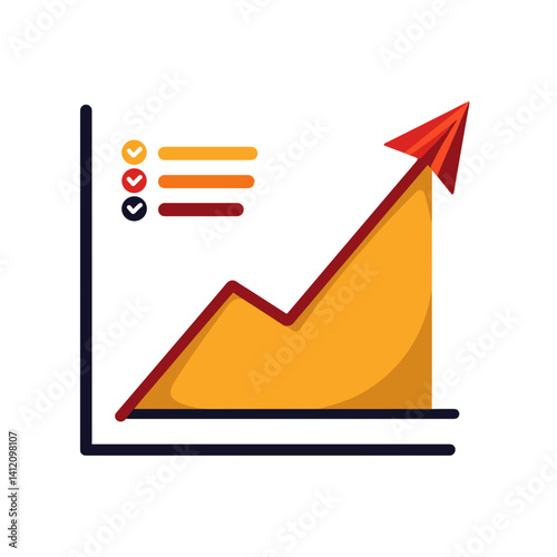 Revenue growth graph with upward trend, business success visualization