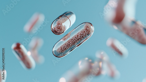Transparent Floating Pharmaceutical Capsule Pills for Medical and Healthcare Branding