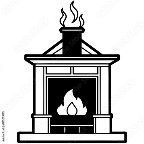 vector illustration of a fireplace