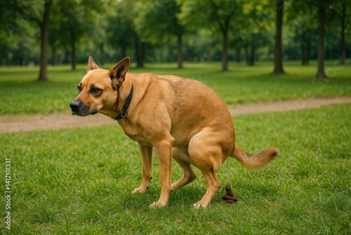 Dog Enjoying a Sunny Day at the Park While Taking a Break and Resting on the ...