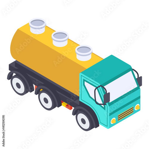 Drinking Water Supply isometric Concept,  liquid tanker lorry vector icon design, Water Treatment Purification Plant symbol, Environment Friendly Industry Sign, Desalination Biotechnology illustration