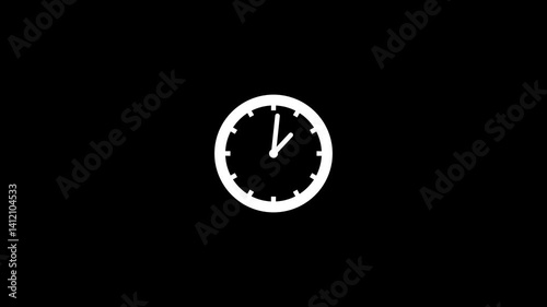 white color watch icon animation on black background. abstract clock icon animation.