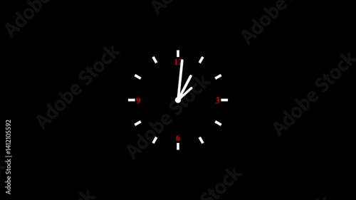 white color watch icon animation on black background. abstract clock icon animation.