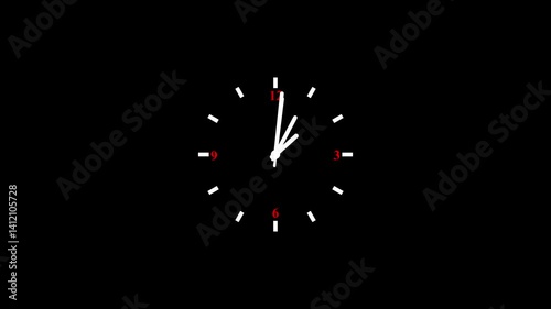white color watch icon animation on black background. abstract clock icon animation.