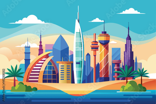 Dubai City Travel Illustration
