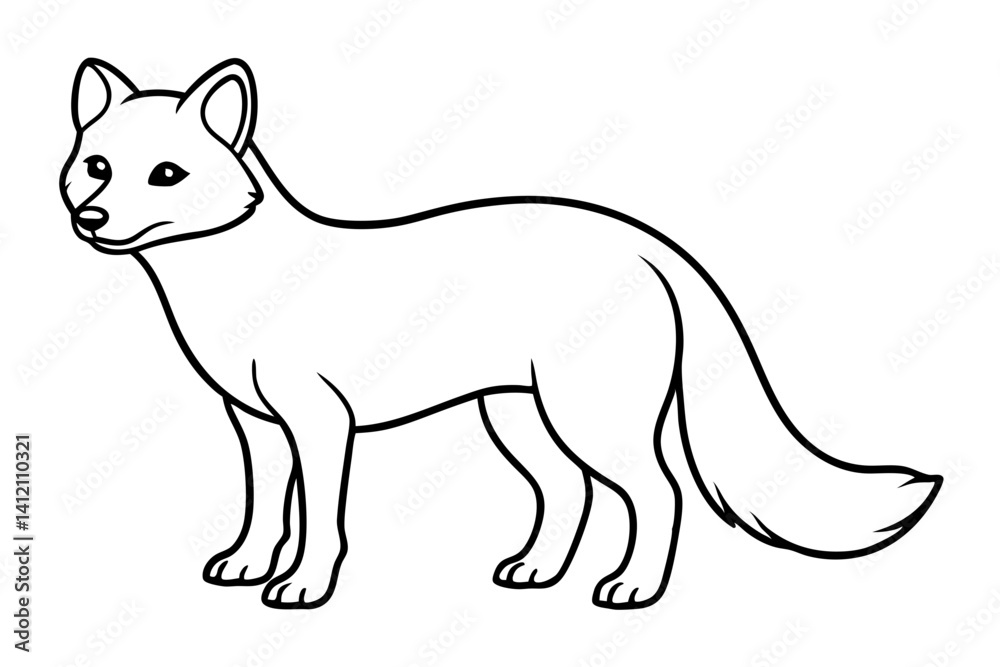 Fototapeta premium Geometric Arctic Fox Sketch
