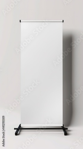 Vertical Blank Pull-Up Banner on White Background – Trade Show Display Stand
