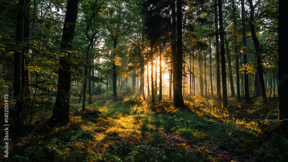 Fototapeta premium sunrise view in the forest