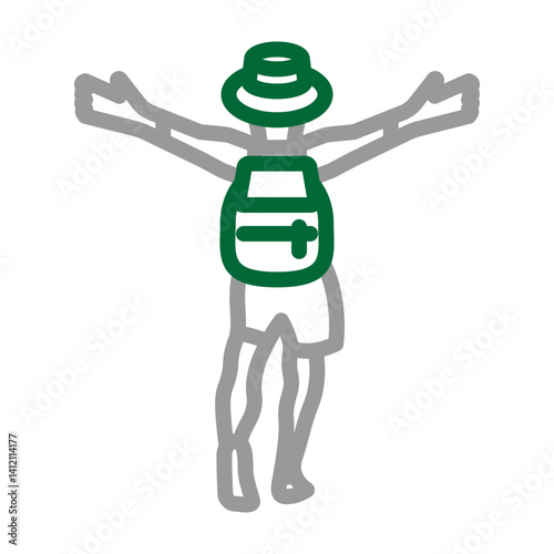 Tourist  Vector Line Dark Green with Grey Icon Design