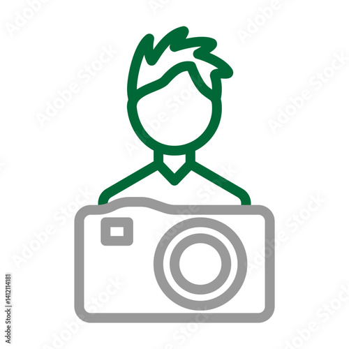 Travel Photography  Vector Line Dark Green with Grey Icon Design