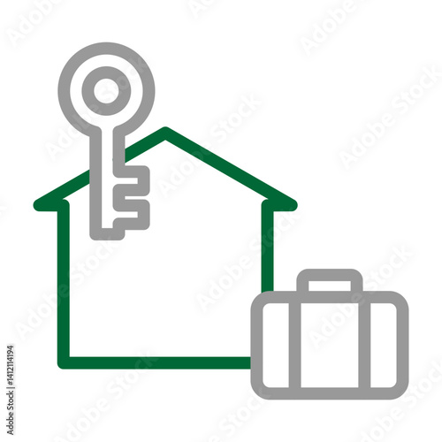 Vocation Rental  Vector Line Dark Green with Grey Icon Design