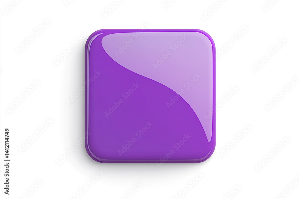 Purple glossy square button digital design element isolated on white background Purple glossy square button digital design element isolated on white background