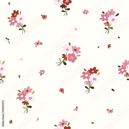 flower bunches seamless pattern , vector , illustration