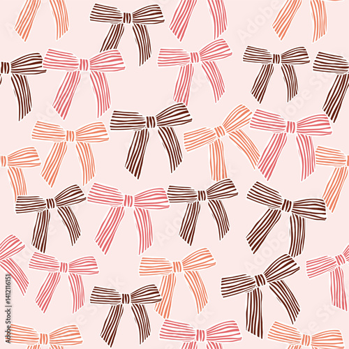 striped bows  seamless pattern , vector , illustration