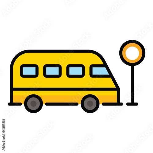 a bus at the station vector illustration, symbolising van, bus, shuttle