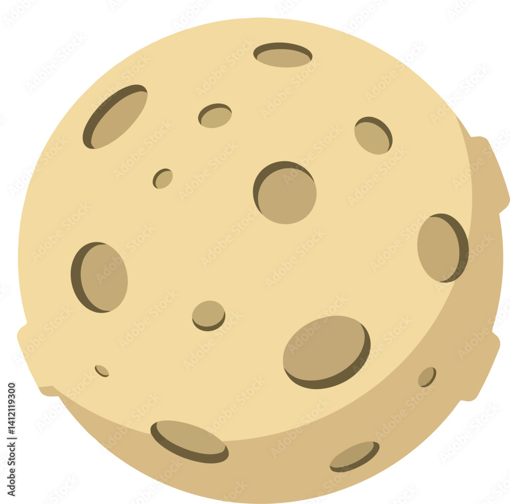 Cratered moon surface illustration in flat design style with beige tones and detailed crater shapes vector art Cratered moon surface illustration in flat design style with beige tones and detailed crater shapes vector art