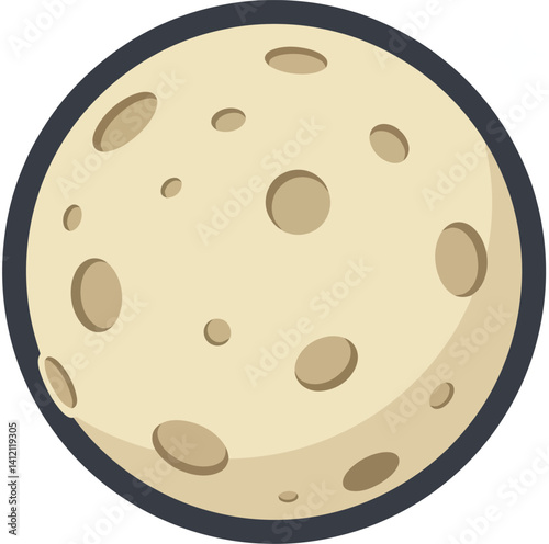 Full moon with craters in simple flat design style isolated on white background vector illustration