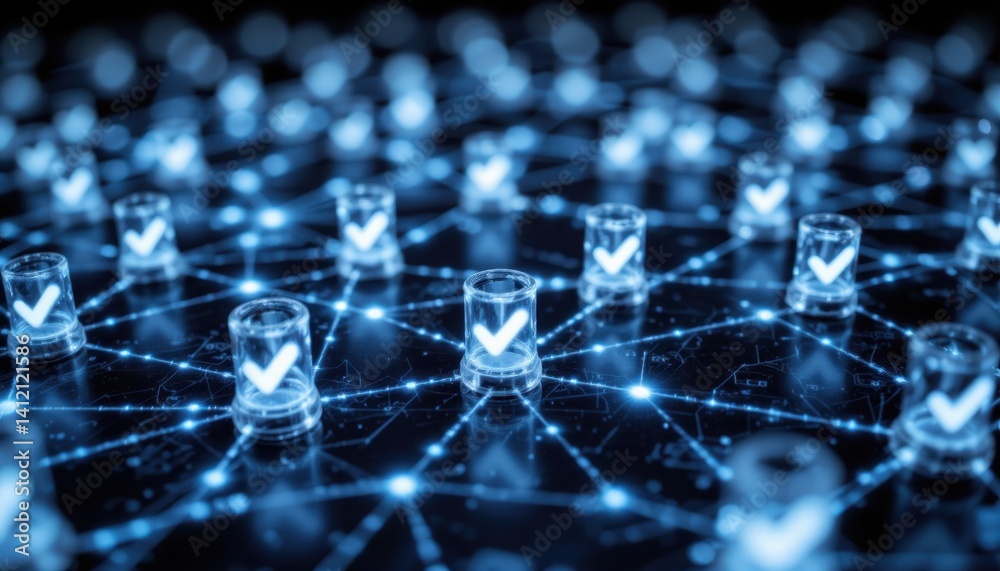 Network connectivity check points digital environment data visualization technology abstract high perspective Network connectivity check points digital environment data visualization technology abstract high perspective