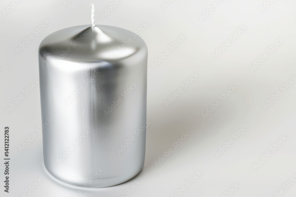 Elegant silver candle casting a soft glow on a minimalist white surface during evening moments isolated on transparent background Elegant silver candle casting a soft glow on a minimalist white surface during evening moments isolated on transparent background