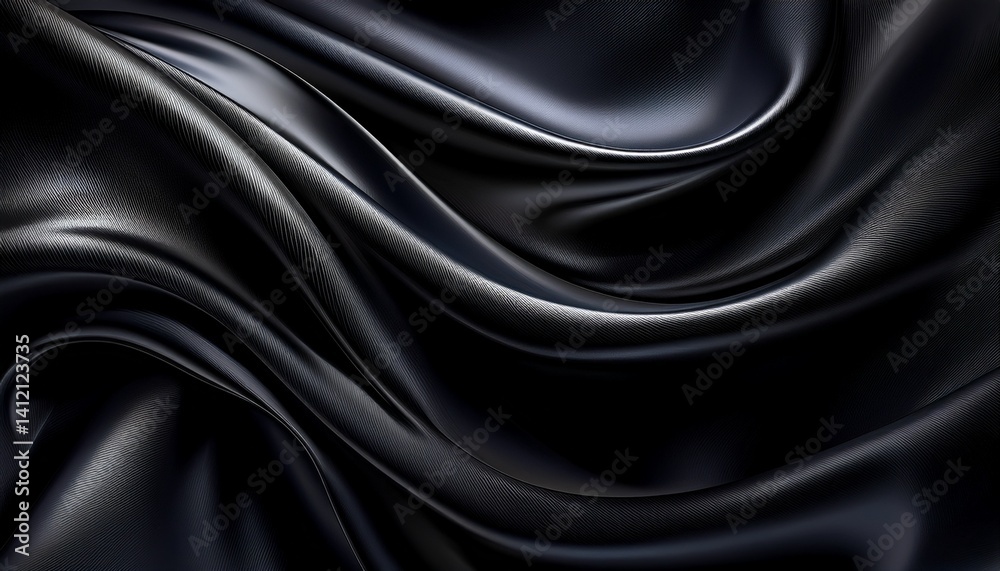 Obraz premium Smooth elegant black satin texture abstract background. Generated image