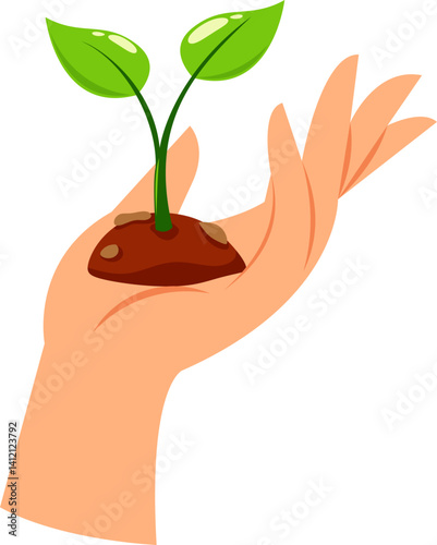 Reforestation Hand Illustration