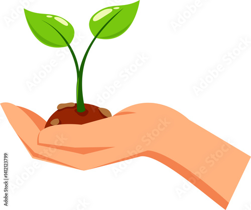 Reforestation Hand Illustration