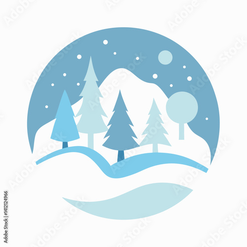 Watercolor winter vector on white background.