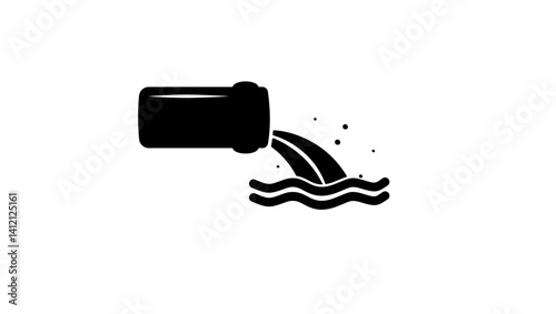 Waste water symbol, black isolated silhouette