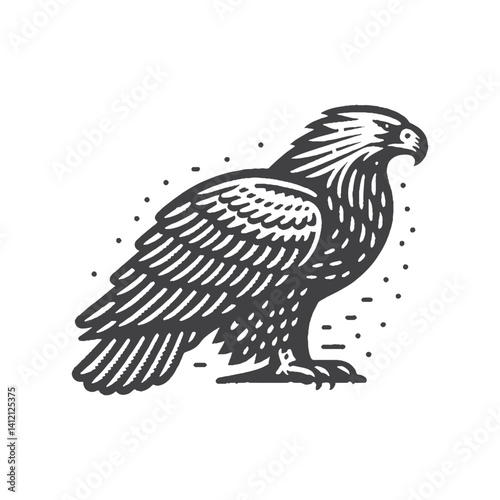 Simple Golden Eagle Side View Vector Design – Vintage Logo & Retro Illustration