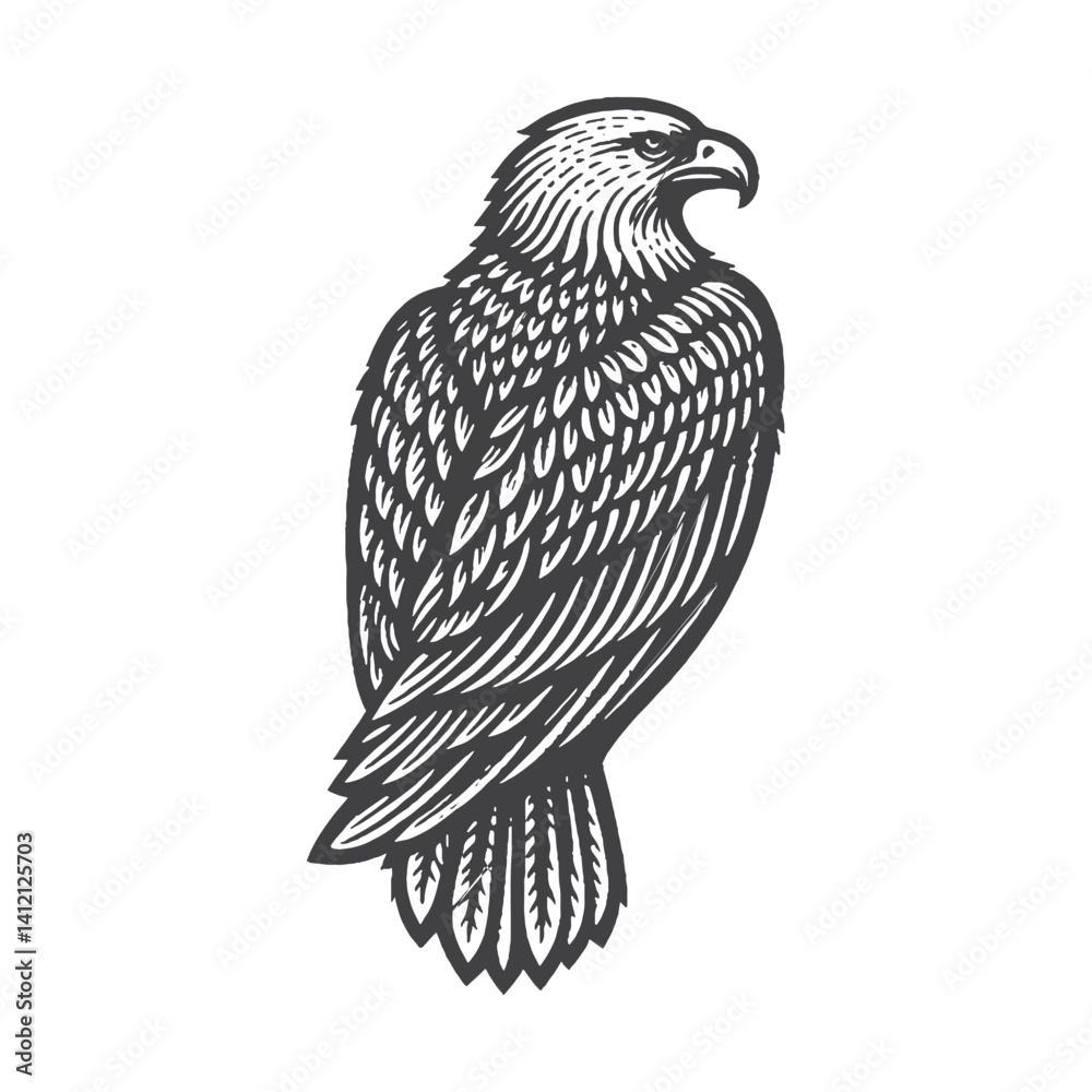 Fototapeta premium Simple Golden Eagle Vector Design – Vintage Logo & Retro Illustration