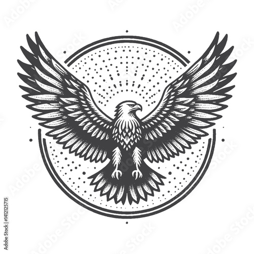 Simple Golden Eagle Flying Vector Design – Vintage Logo & Retro Illustration
