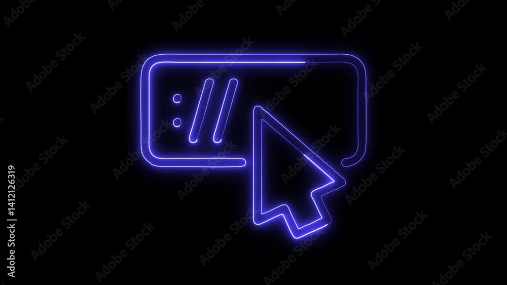 Glowing neon Domain icon isolated on black background. HD Video motion graphic animation
