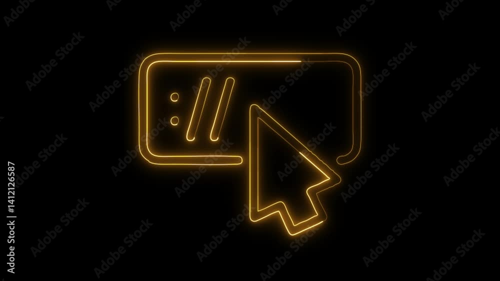 Glowing neon Domain icon isolated on black background. HD Video motion graphic animation