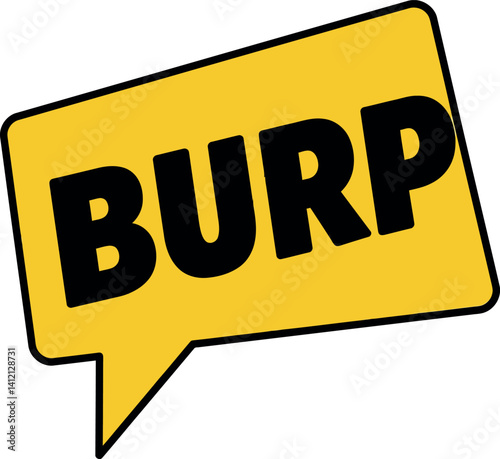 Speech bubble with bold burp text flat design bright yellow and black vector illustration