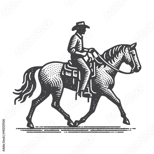 Wallpaper Mural Simple Cowboy Riding Horse Vector Design – Vintage Logo & Retro Illustration Torontodigital.ca