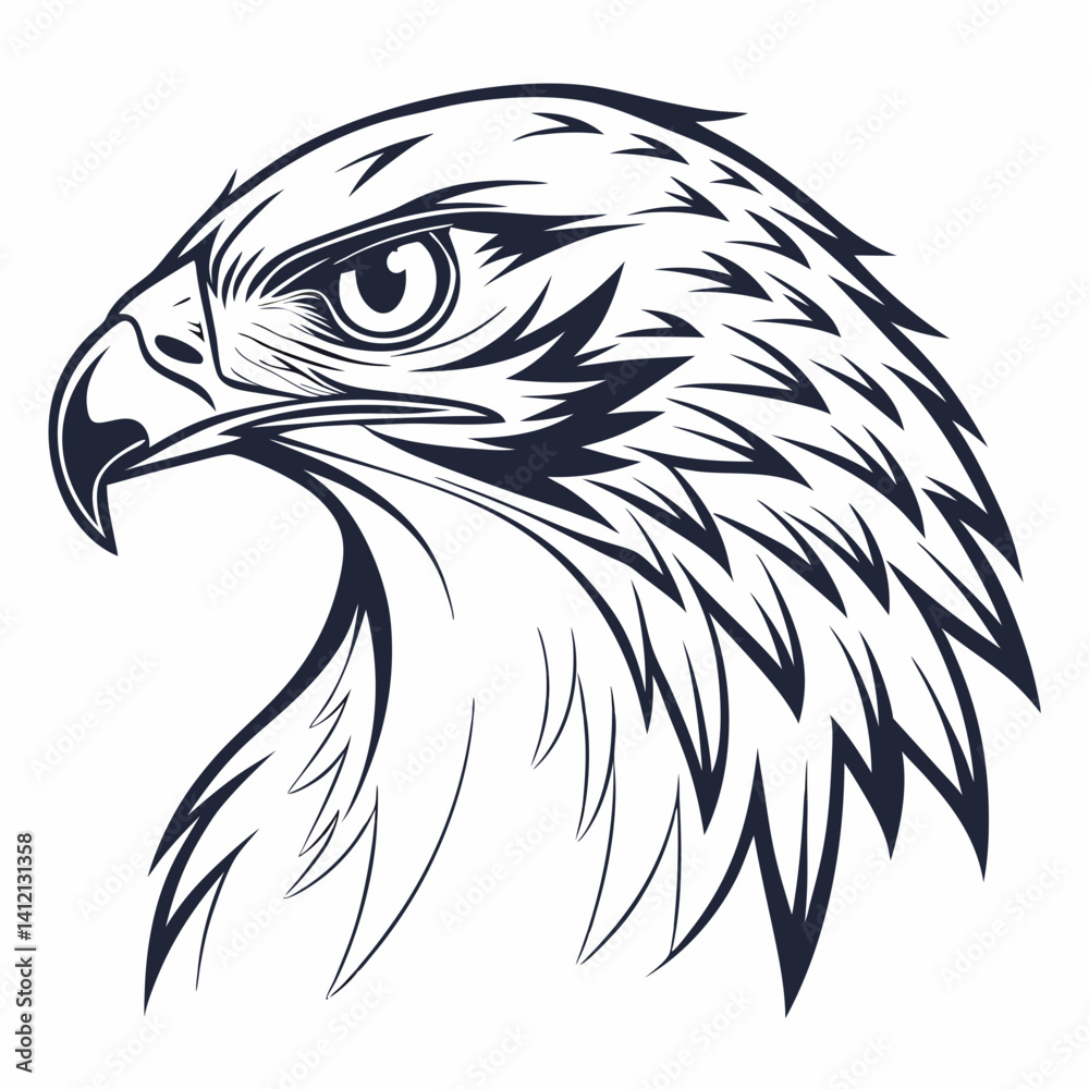 Obraz premium Hawk Head Vector Illustration – Bold Animal Graphic Design for Digital Use