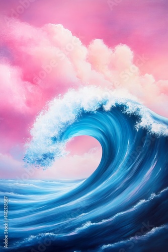 abstract big wave illustration, vertical