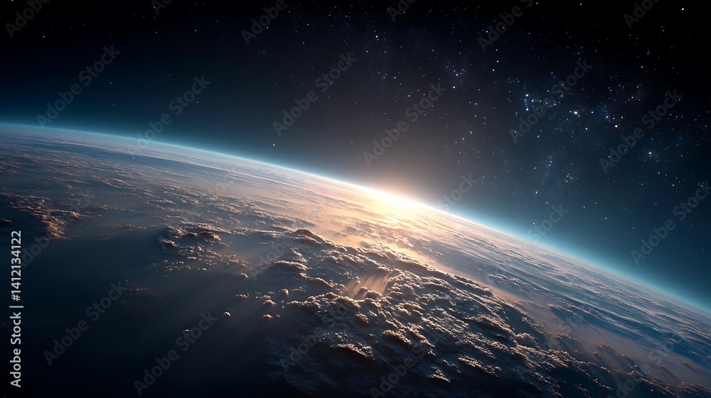 Obraz premium Earth rising from space, sunrise