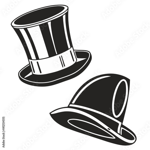 Top Hat Bowler Hat and Fireman Helmet Headwear Collection