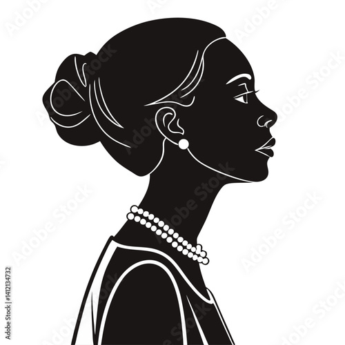 Profile Of An African American Woman With Pearl Necklace Exuding Elegance And Sophistication
