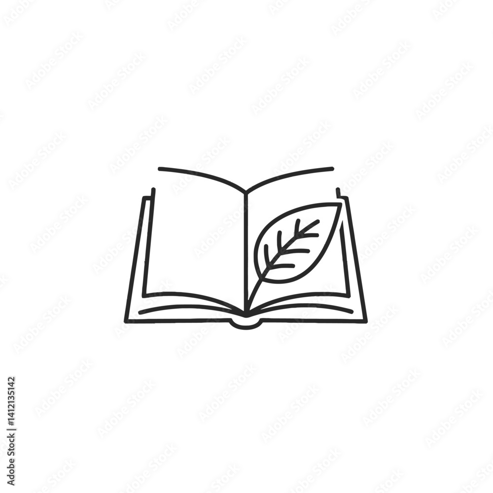 Book with a leaf, representing knowledge and nature Book with a leaf, representing knowledge and nature