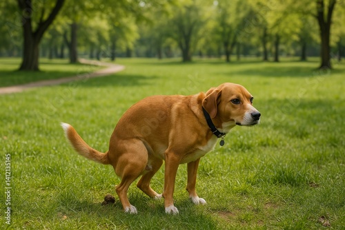 Dog Enjoying a Sunny Day at the Park While Taking a Break and Resting on the ...