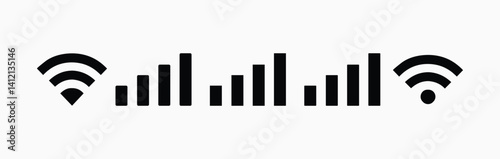 wifi signal full interface user program.  Wi-fi signal symbol. Internet Connection. Remote internet access collection - stock vector.