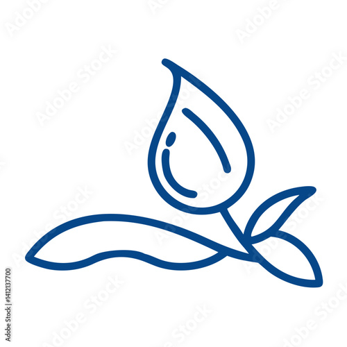 Simple line icon of a dew drop on a leaf tip  