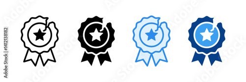 Broken Medal Icon Set Multiple Style Collection