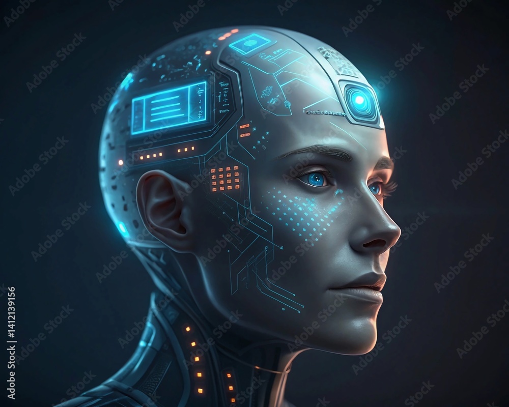 Obraz premium Synthetic Mind: The Face of Future Intelligence